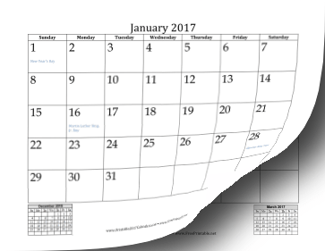 Printable 17 Mini Month Calendar